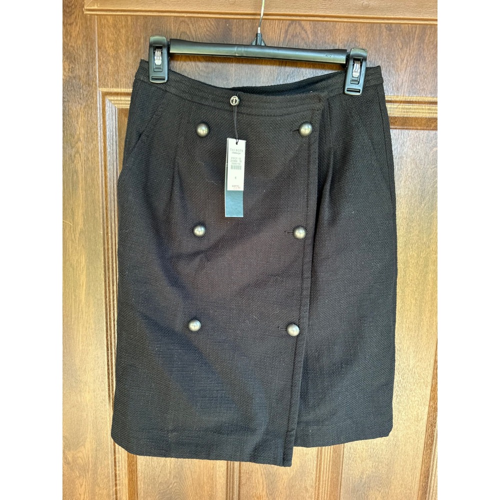 NWT‎ Talbots Women's Size 6 wrap skirt textured weave double-breasted button